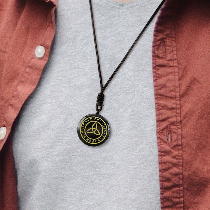 WorldNorse Triquetra Rune Circle Crystal Necklace - image 1