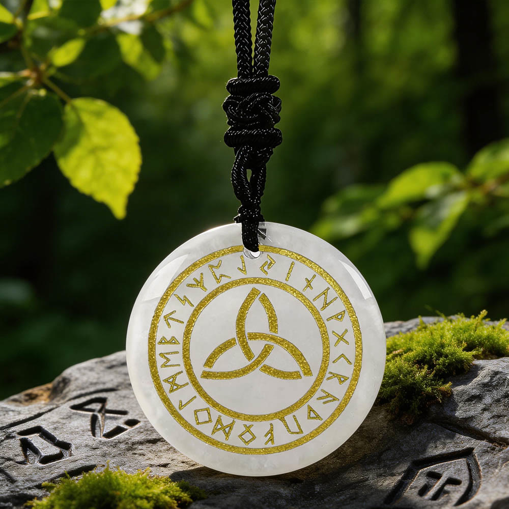 WorldNorse Triquetra Rune Circle Crystal Necklace - Clear Quartz - image 6
