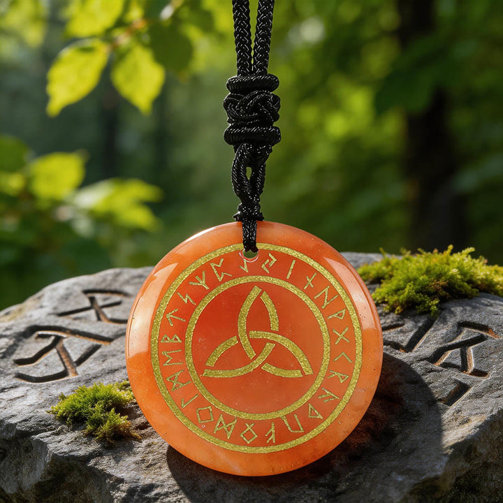 WorldNorse Triquetra Rune Circle Crystal Necklace - Red Aventurine - image 9