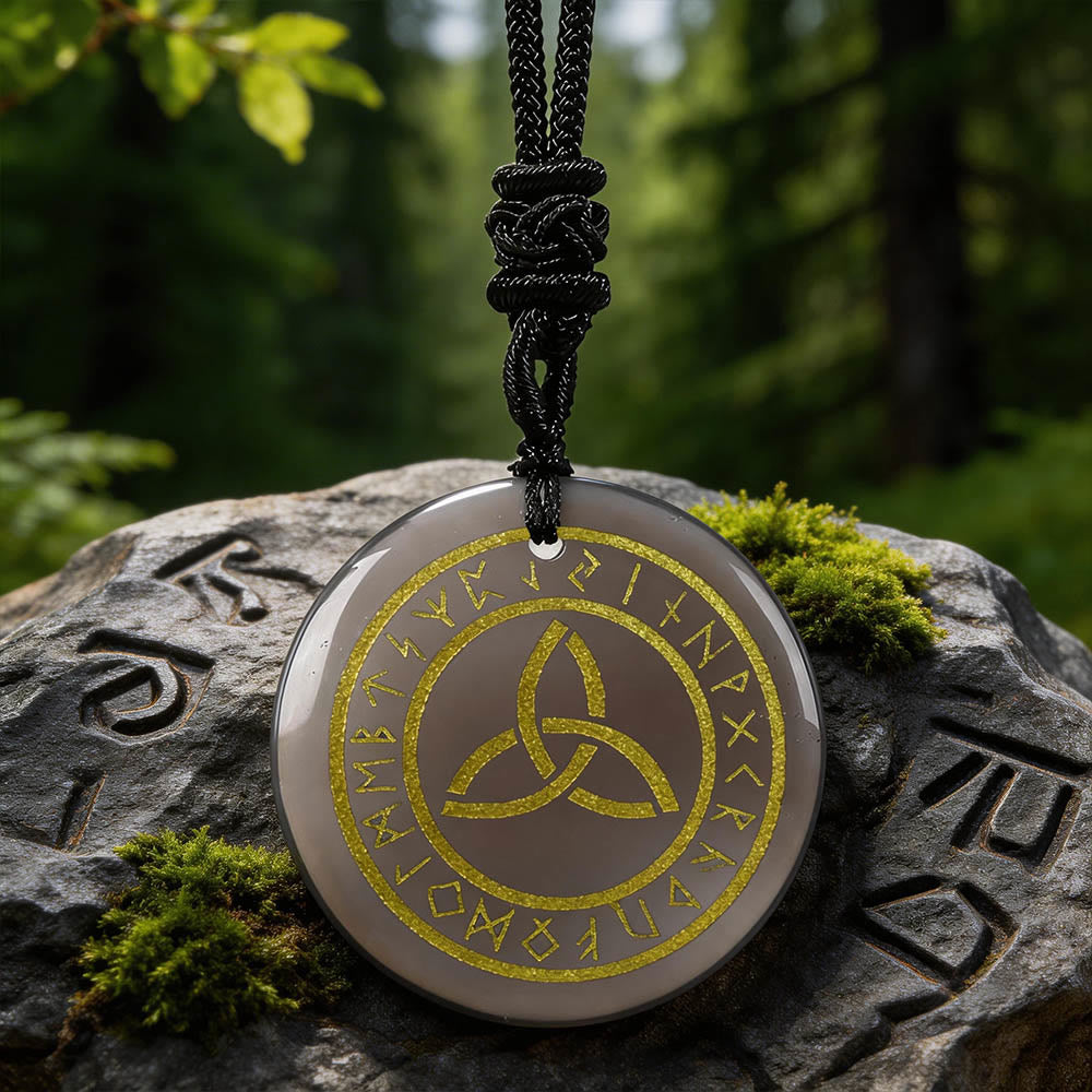 WorldNorse Triquetra Rune Circle Crystal Necklace - Clear Agate - image 10