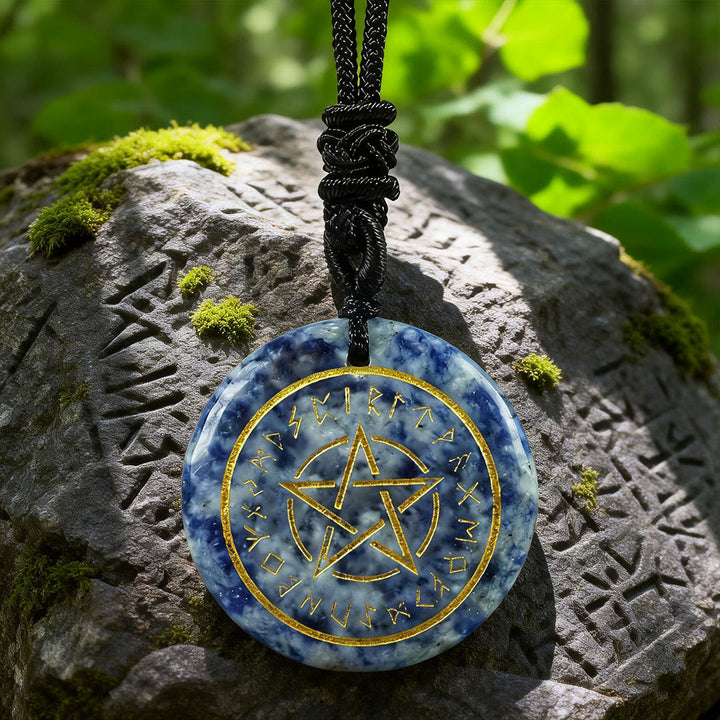 WorldNorse Pentacle Rune Warding Crystal Necklace - Blue Spot Jasper - image 11