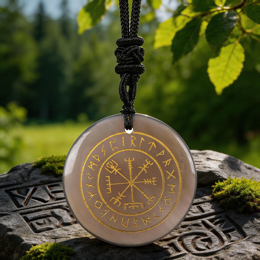 WorldNorse Vegvisir Rune Guidance Crystal Necklace - Clear Agate - image 12
