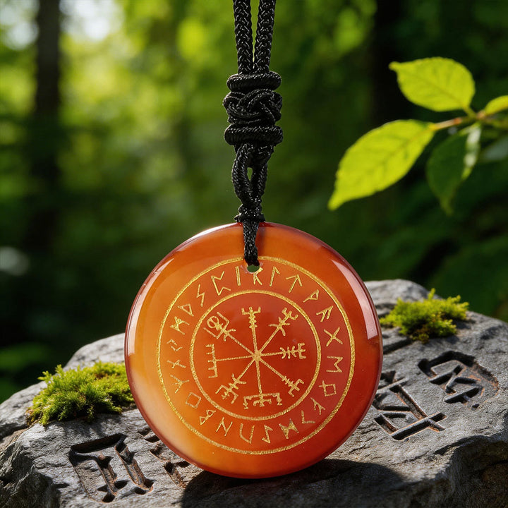WorldNorse Vegvisir Rune Guidance Crystal Necklace - Red Agate - image 10