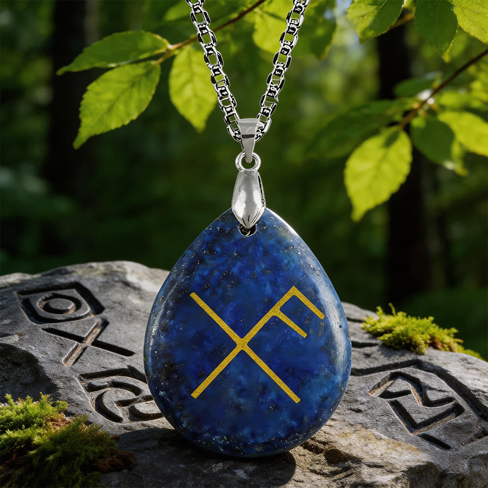 WorldNorse Viking Gibo Auja Teardrop Crystal Necklace - Lapis Lazuli - image 8