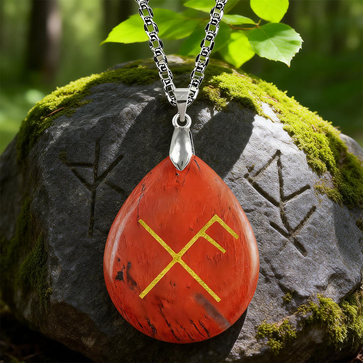 WorldNorse Viking Gibo Auja Teardrop Crystal Necklace - Red Jasper - image 9