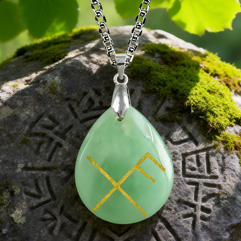 WorldNorse Viking Gibo Auja Teardrop Crystal Necklace - Green Aventurine - image 6