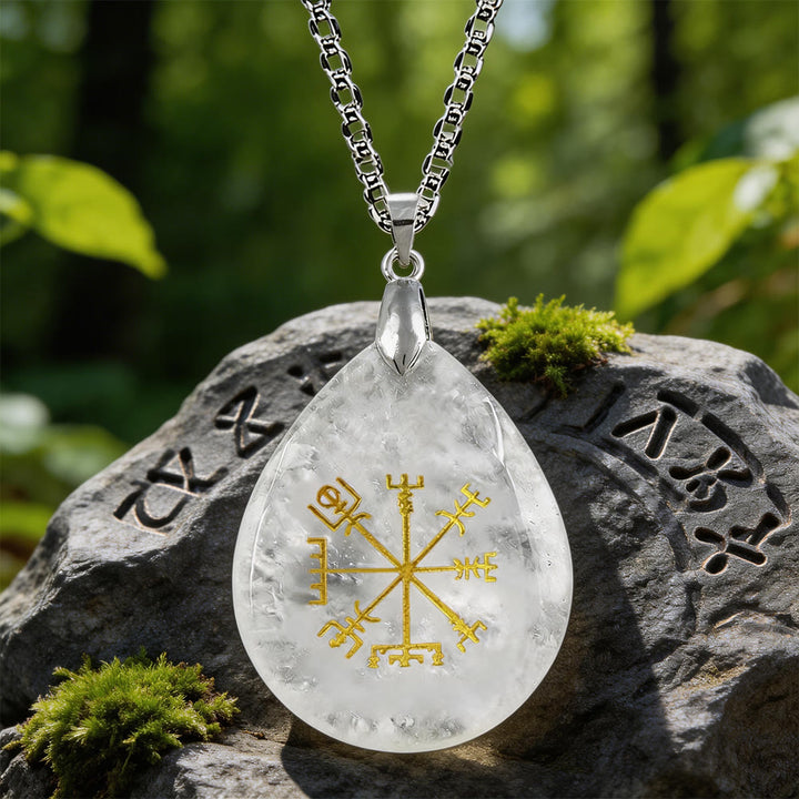 WorldNorse Vegvisir Compass Pathguard Crystal Necklace - Clear Quartz - image 11