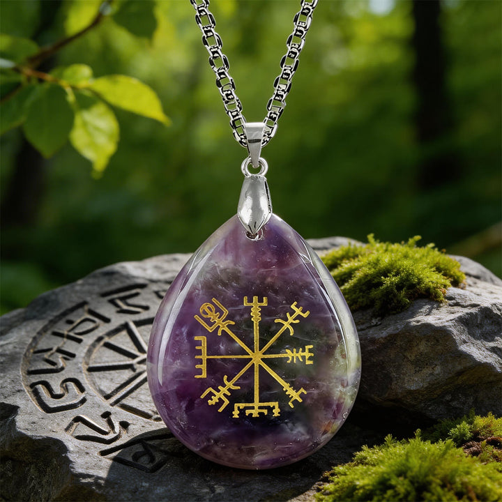 WorldNorse Vegvisir Compass Pathguard Crystal Necklace - Amethyst - image 6