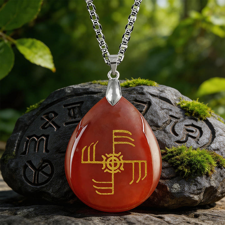 WorldNorse Ginfaxi Victory Rune Crystal Necklace - Red Agate - image 7