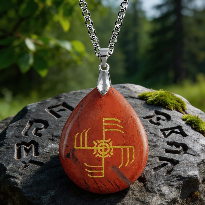 WorldNorse Ginfaxi Victory Rune Crystal Necklace - Red Jasper - image 9