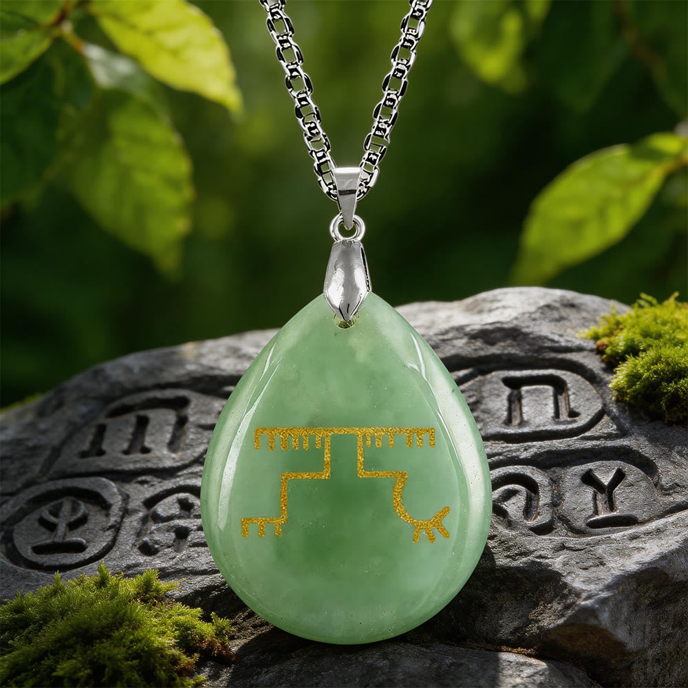 WorldNorse Gapaldur Steadfast Rune Crystal Necklace - Green Aventurine - image 6