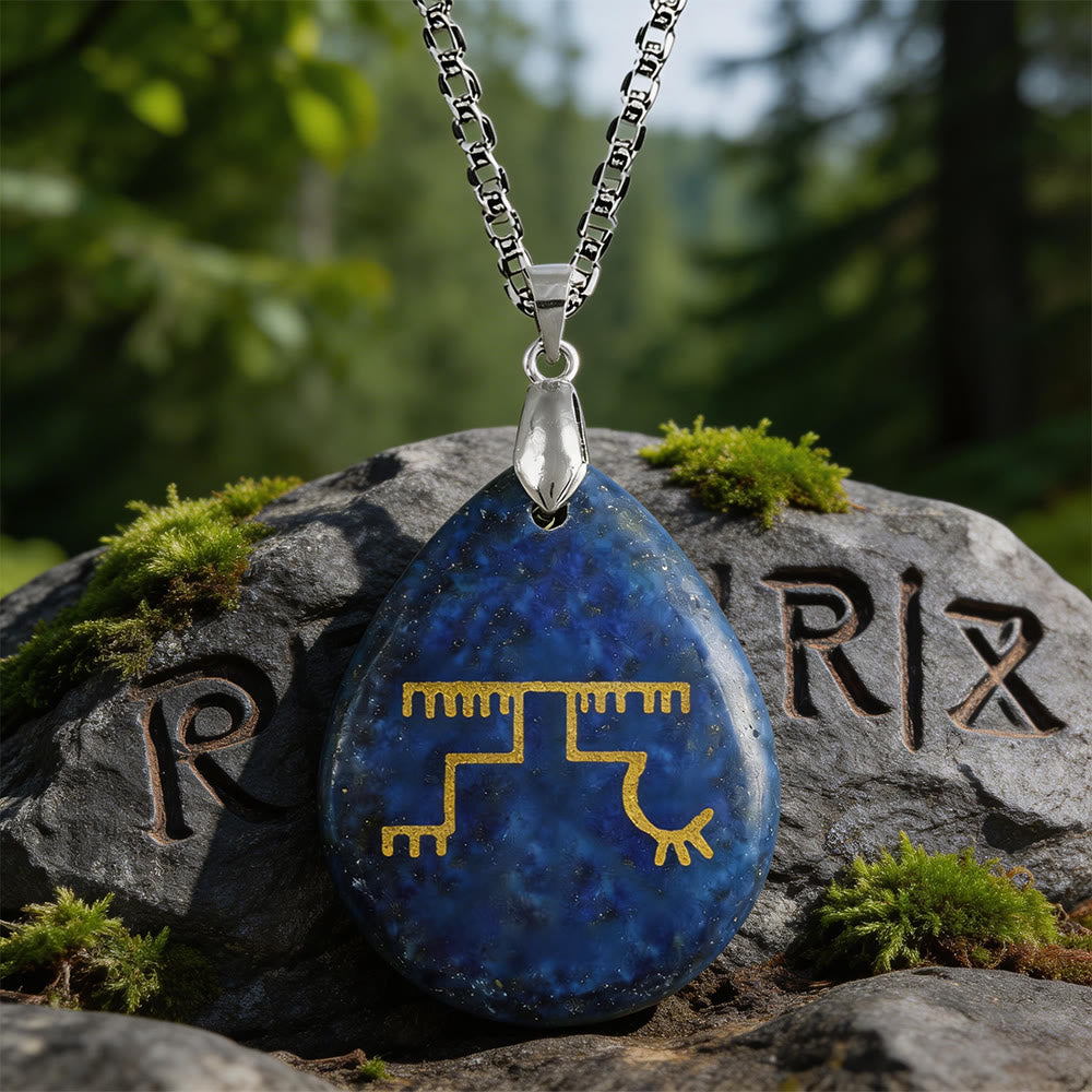 WorldNorse Gapaldur Steadfast Rune Crystal Necklace - Lapis Lazuli - image 8