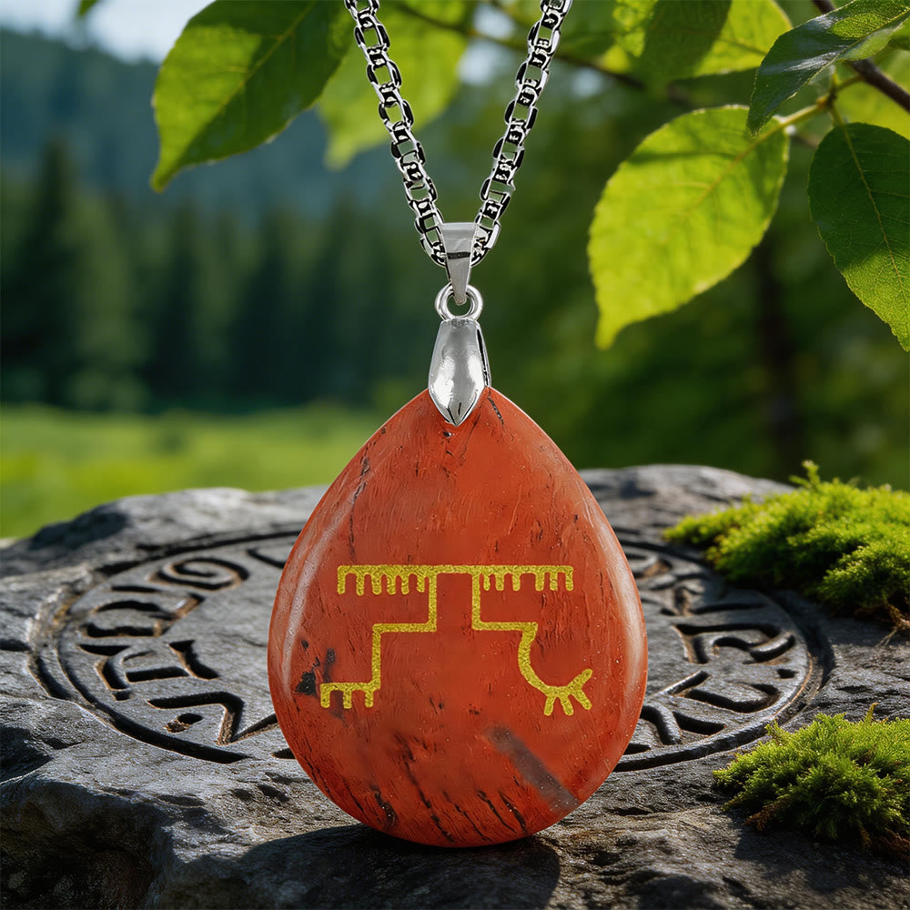 WorldNorse Gapaldur Steadfast Rune Crystal Necklace - Red Jasper - image 9