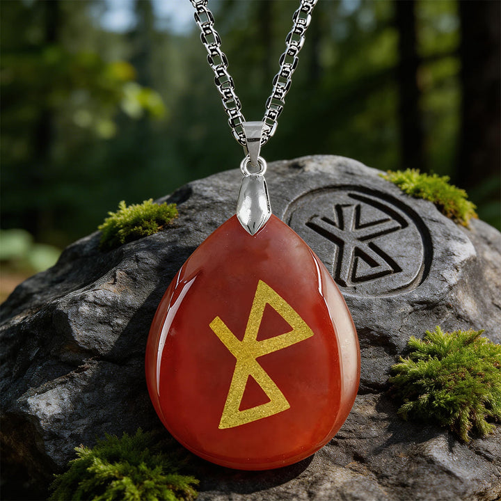 WorldNorse Healing Harmony Rune Crystal Necklace - Red Agate - image 7