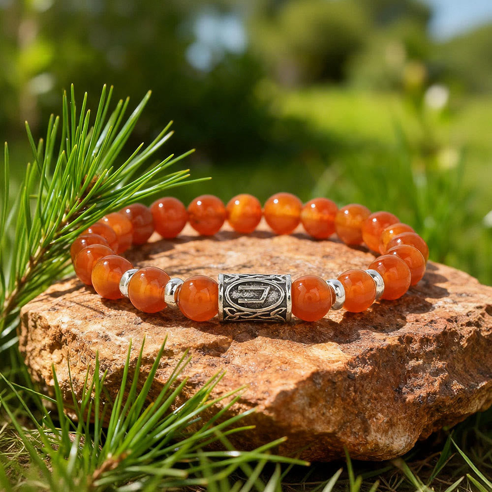 WorldNorse Viking Runes Courage Blessing Crystal Beaded Bracelet - Red Agate - image 4