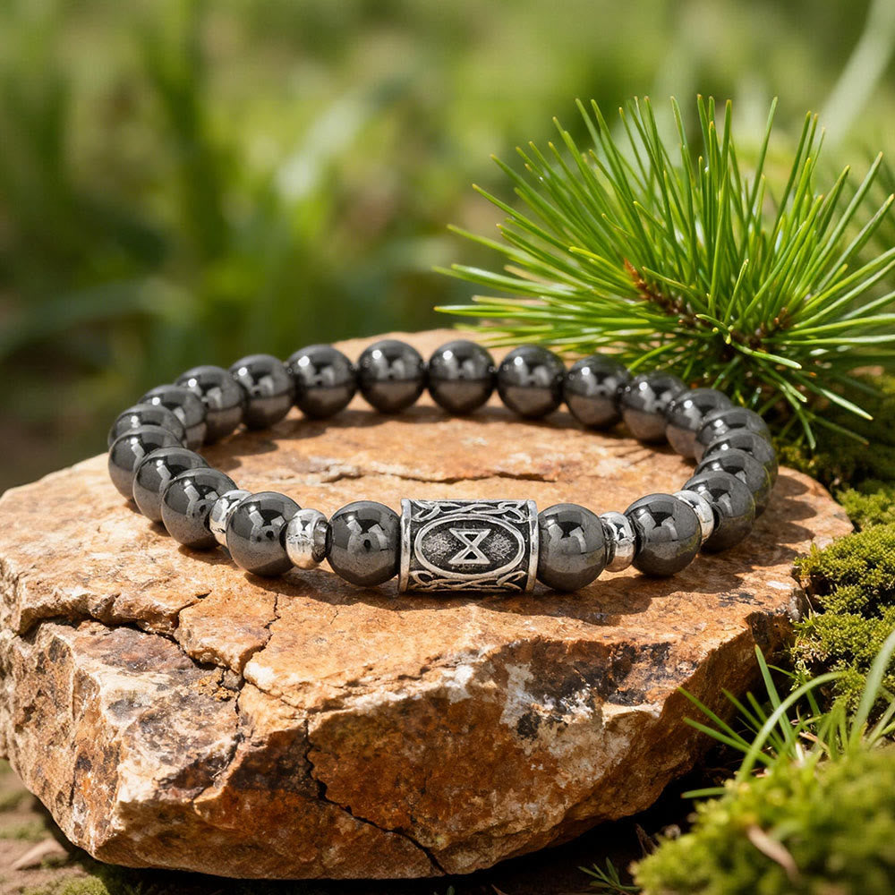 WorldNorse Viking Runes Courage Blessing Crystal Beaded Bracelet - Hematite - image 12