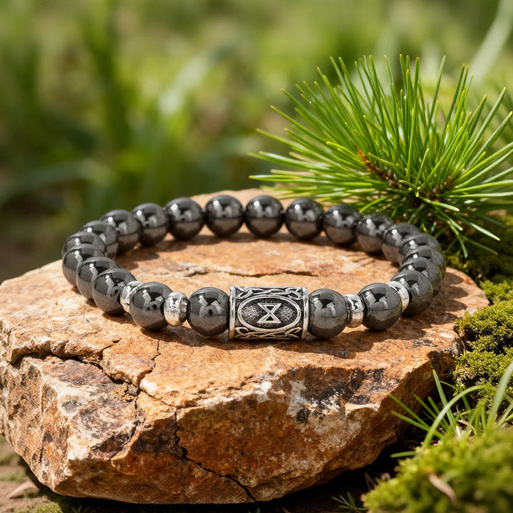 WorldNorse Viking Runes Courage Blessing Crystal Beaded Bracelet - Hematite - image 12