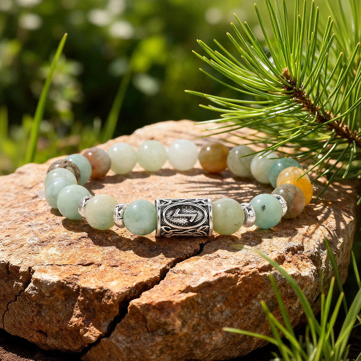 WorldNorse Viking Runes Courage Blessing Crystal Beaded Bracelet - Amazonite - image 5
