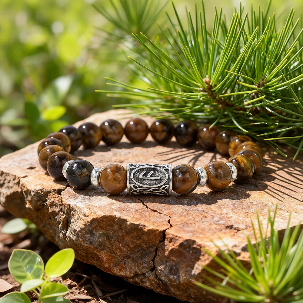WorldNorse Viking Runes Courage Blessing Crystal Beaded Bracelet - Tiger's Eye - image 2