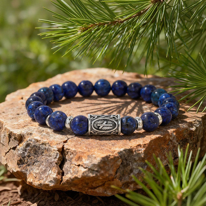 WorldNorse Viking Runes Courage Blessing Crystal Beaded Bracelet - Lapis Lazuli - image 15