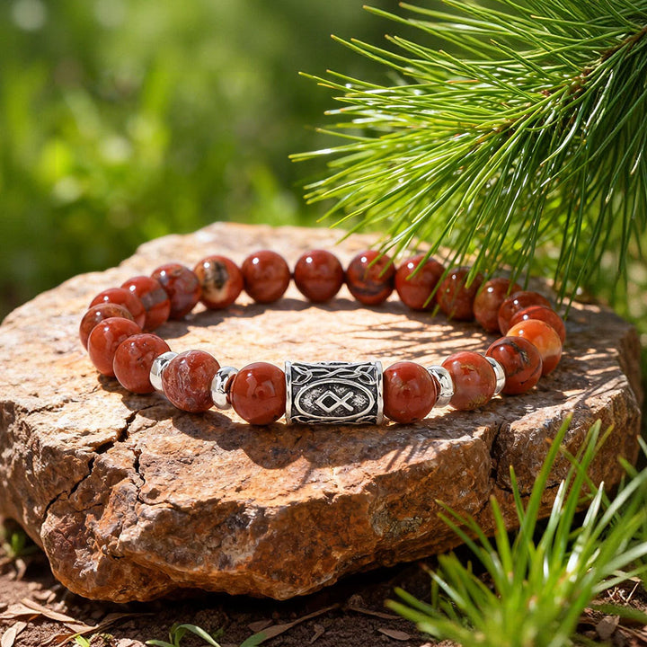 WorldNorse Viking Runes Courage Blessing Crystal Beaded Bracelet - Red Jasper - image 17