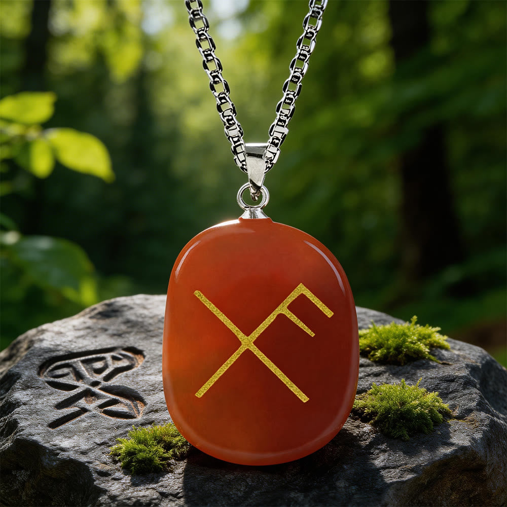 WorldNorse Gibo Auja Luck Rune Crystal Necklace - Red Agate - image 6