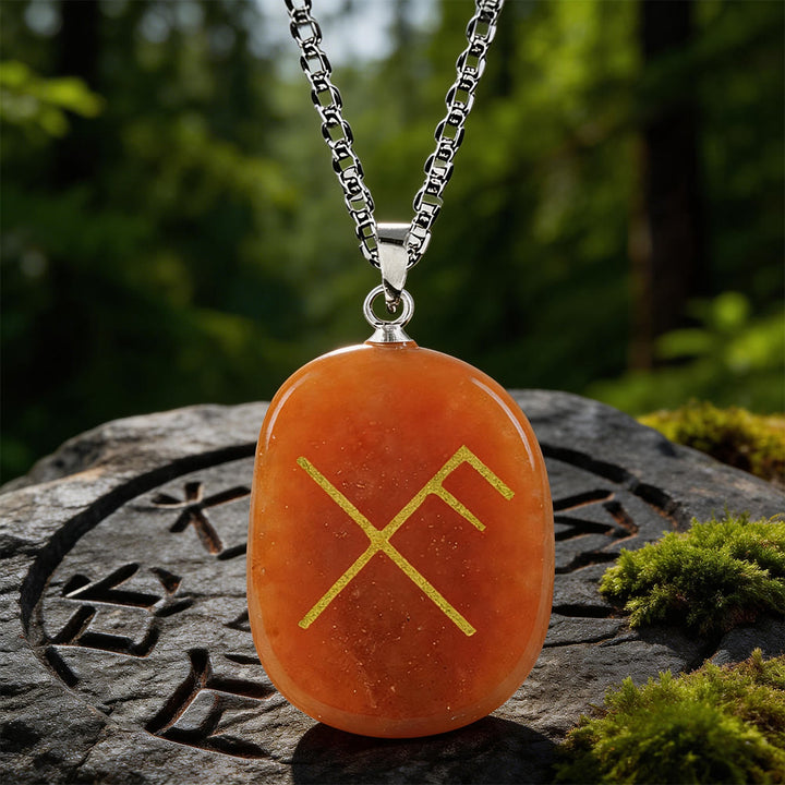 WorldNorse Gibo Auja Luck Rune Crystal Necklace - Red Aventurine - image 8