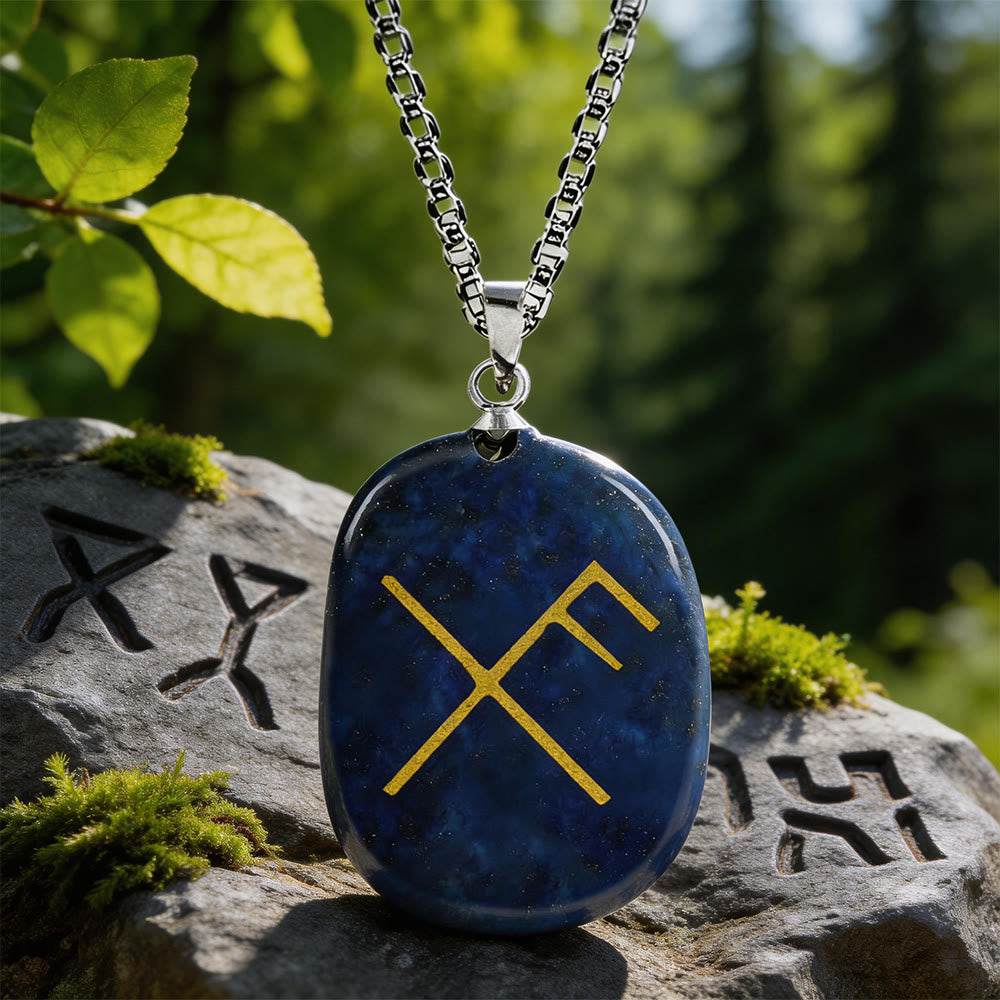 WorldNorse Gibo Auja Luck Rune Crystal Necklace - Lapis Lazuli - image 9