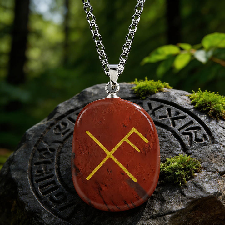 WorldNorse Gibo Auja Luck Rune Crystal Necklace - Red Jasper - image 5