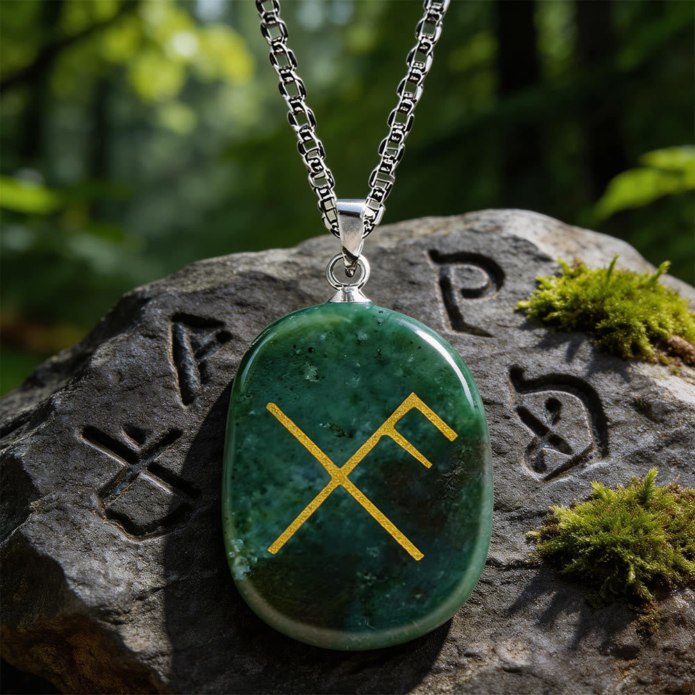 WorldNorse Gibo Auja Luck Rune Crystal Necklace - India Agate - image 16