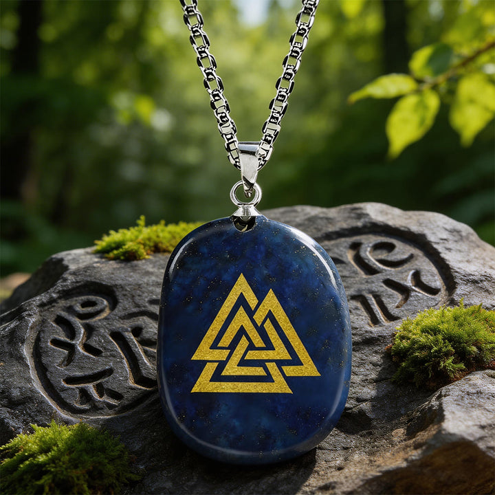 WorldNorse Valknut Strength Sigil Crystal Necklace - Lapis Lazuli - image 9