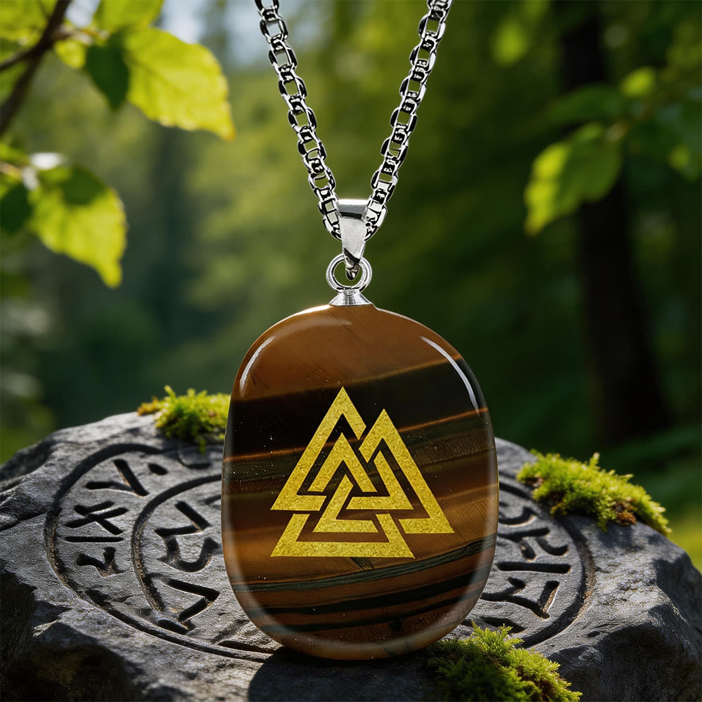 WorldNorse Valknut Strength Sigil Crystal Necklace - Tiger's Eye - image 10