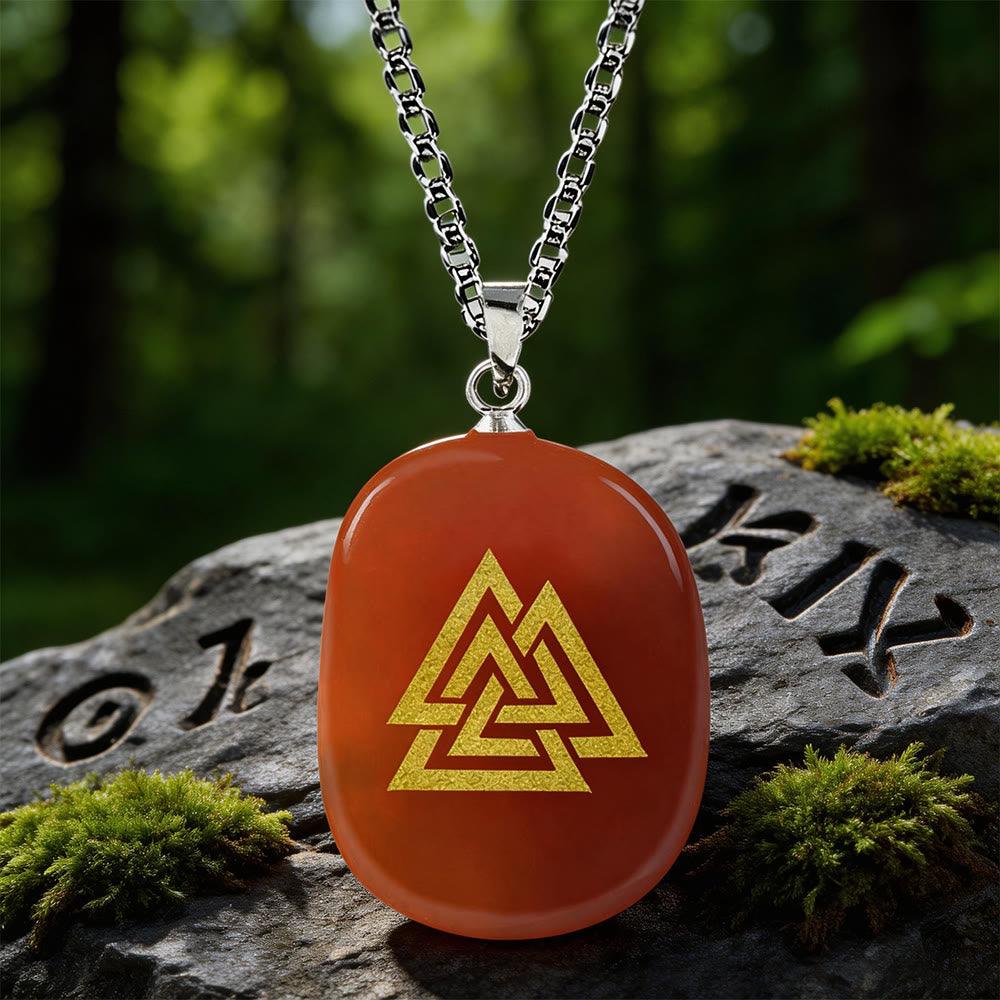 WorldNorse Valknut Strength Sigil Crystal Necklace - Red Agate - image 6
