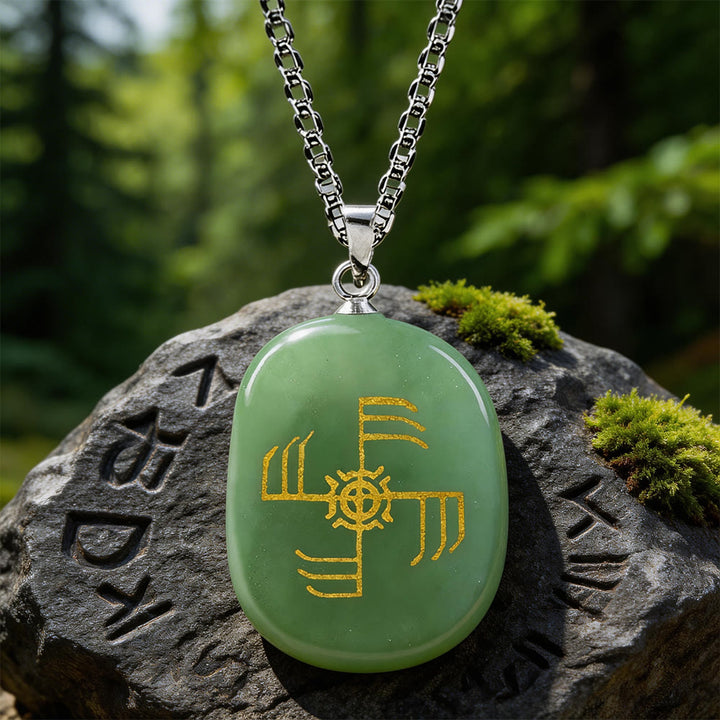 WorldNorse Ginfaxi Warrior Strength Crystal Necklace - Green Aventurine - image 3