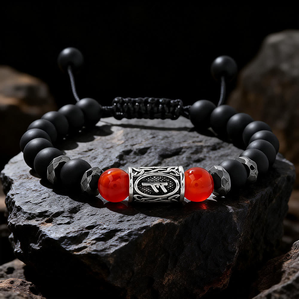 WorldNorse Viking Runes Strength Crystal Beaded Bracelet - Red Agate - image 5