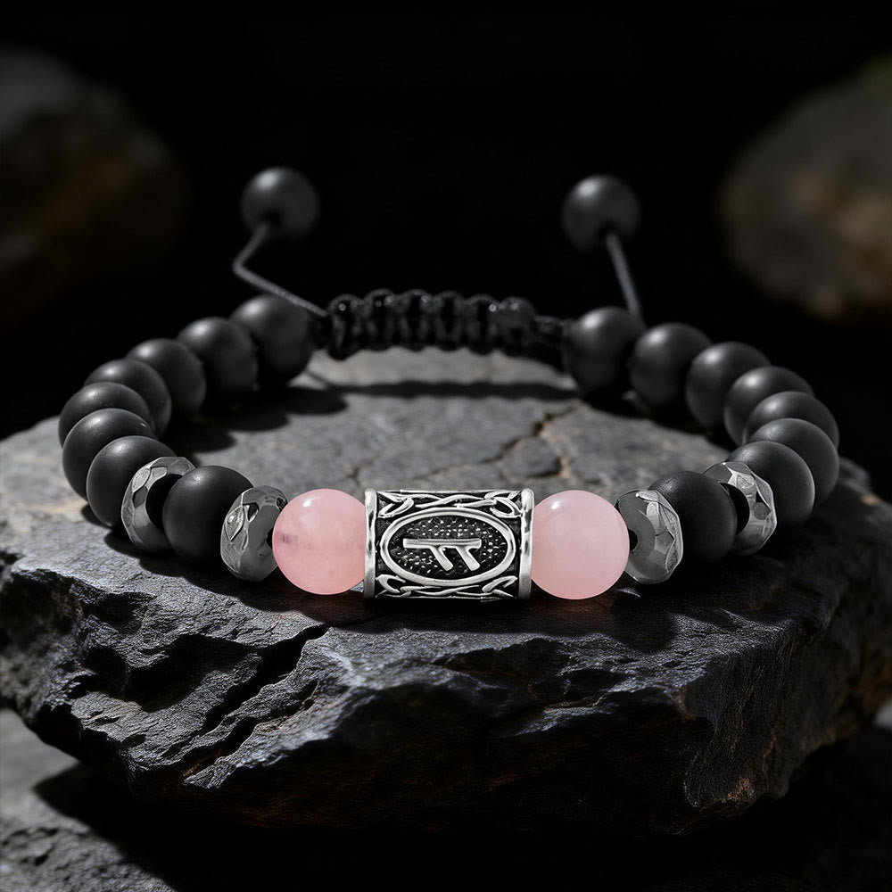 WorldNorse Viking Runes Strength Crystal Beaded Bracelet - Rose Quartz - image 17