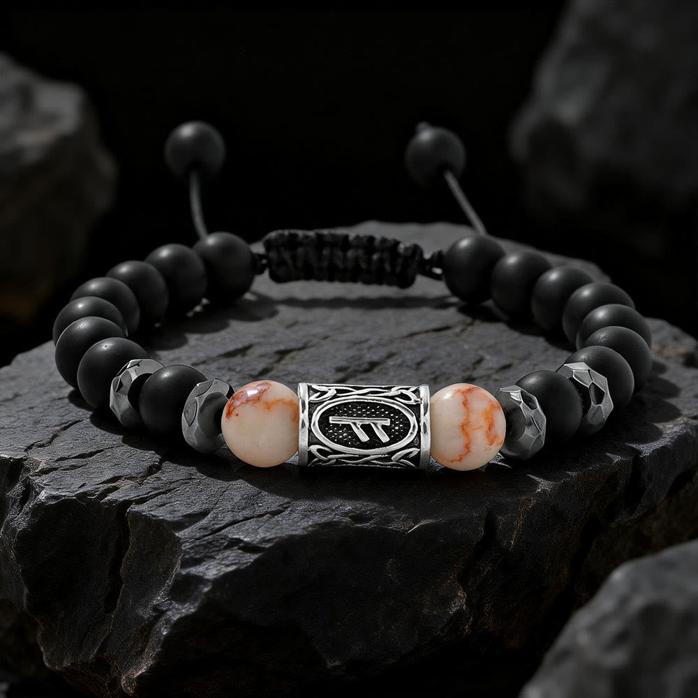 WorldNorse Viking Runes Strength Crystal Beaded Bracelet - Red Network Stone - image 14
