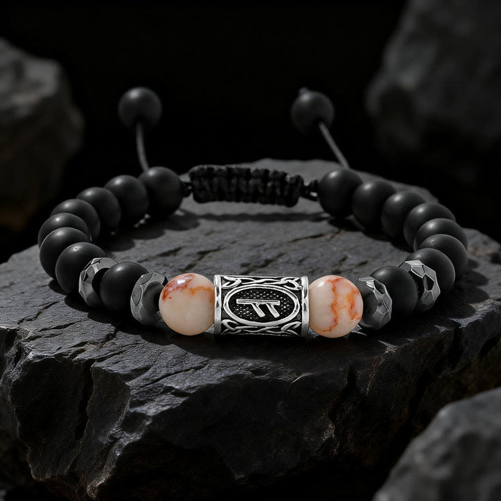 WorldNorse Viking Runes Strength Crystal Beaded Bracelet - Red Network Stone - image 14