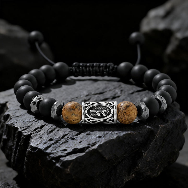 WorldNorse Viking Runes Strength Crystal Beaded Bracelet - Picture Jasper - image 15