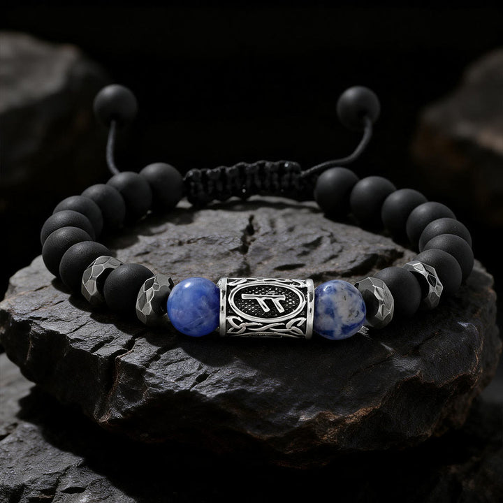 WorldNorse Viking Runes Strength Crystal Beaded Bracelet - Blue Spot Jasper - image 6