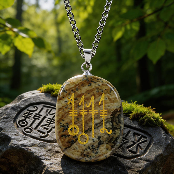 WorldNorse Svefnthorn Slumber Stave Crystal Necklace - Picture Jasper - image 14
