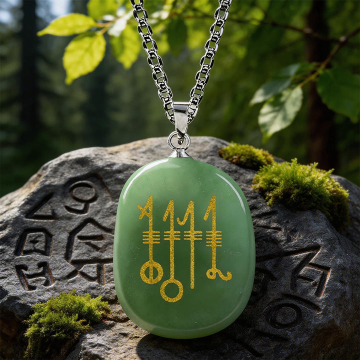 WorldNorse Svefnthorn Slumber Stave Crystal Necklace - Green Aventurine - image 3