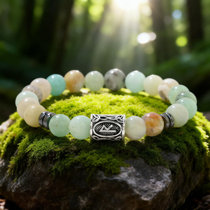 WorldNorse Viking Runes Blessing Crystal Beaded Bracelet - Amazonite - image 11