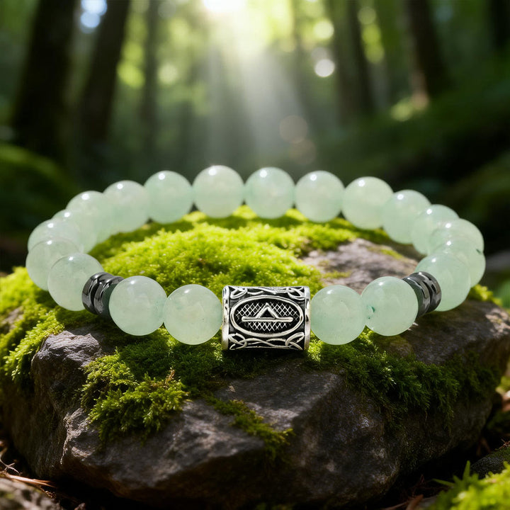 WorldNorse Viking Runes Blessing Crystal Beaded Bracelet - Green Aventurine - image 10