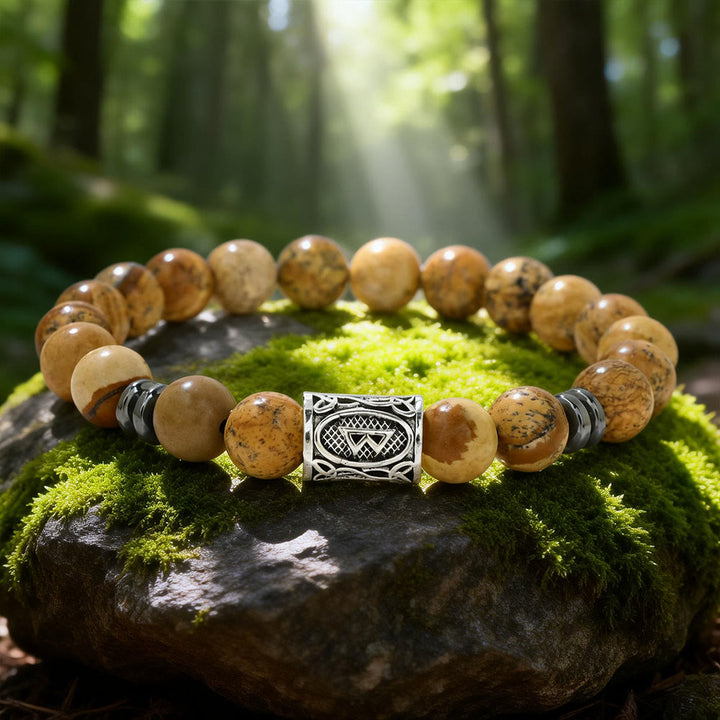 WorldNorse Viking Runes Blessing Crystal Beaded Bracelet - Picture Jasper - image 15
