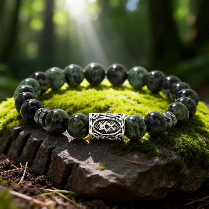 WorldNorse Viking Runes Blessing Crystal Beaded Bracelet - Kambamba Jasper - image 14