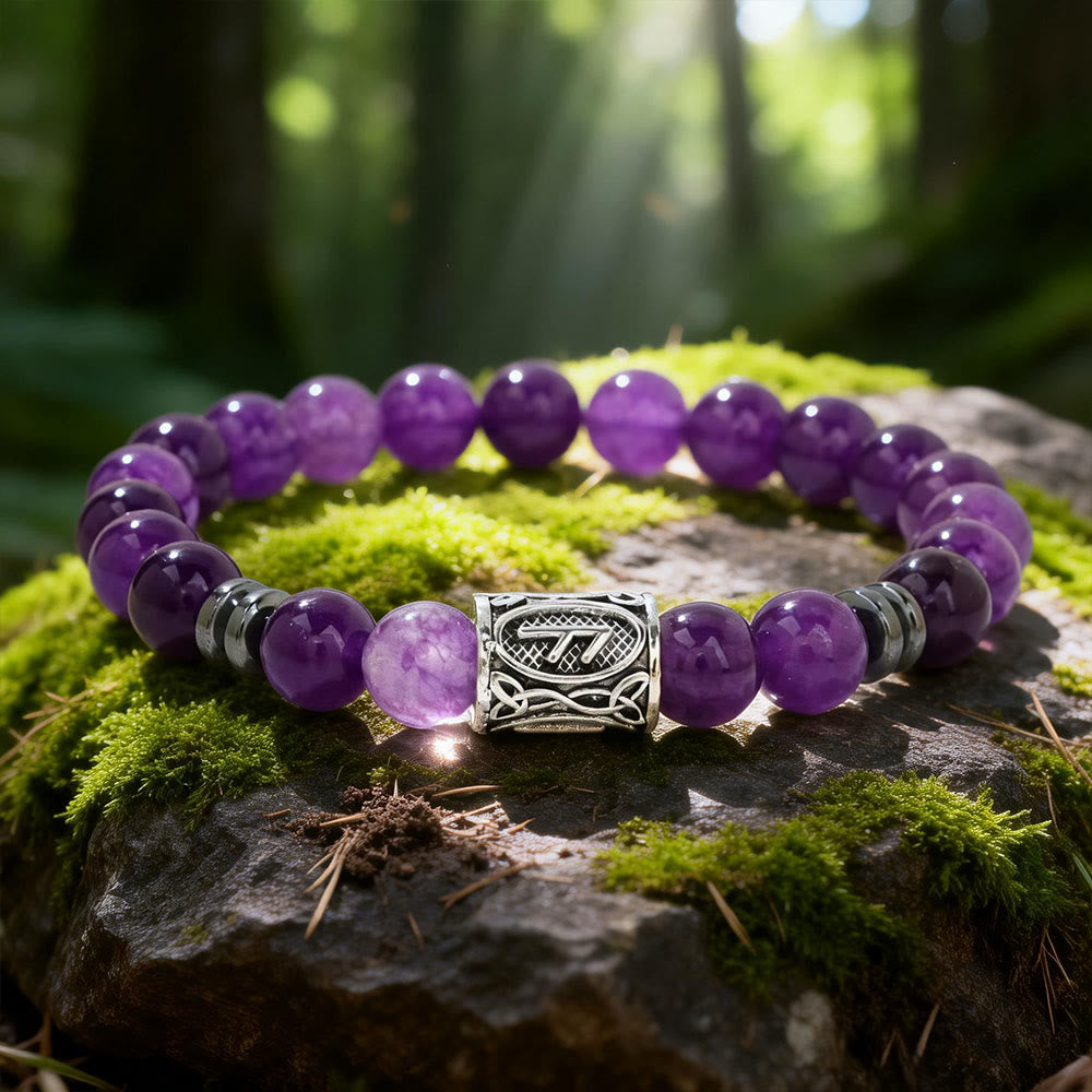 WorldNorse Viking Runes Blessing Crystal Beaded Bracelet - Amethyst - image 7