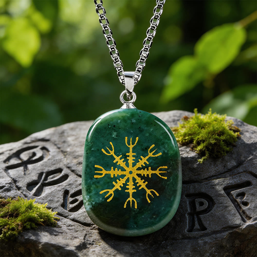 WorldNorse Norse Helm of Awe Courage Crystal Necklace - India Agate - image 16