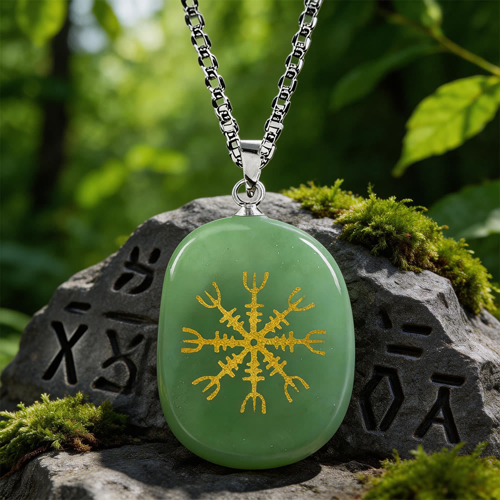 WorldNorse Norse Helm of Awe Courage Crystal Necklace - Green Aventurine - image 3
