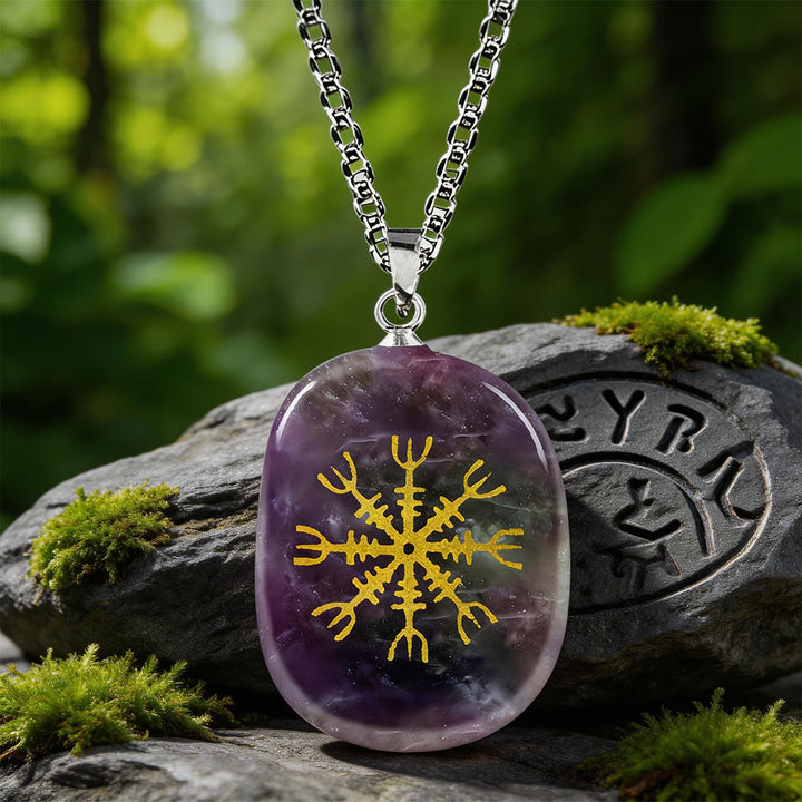 WorldNorse Norse Helm of Awe Courage Crystal Necklace - Amethyst - image 5